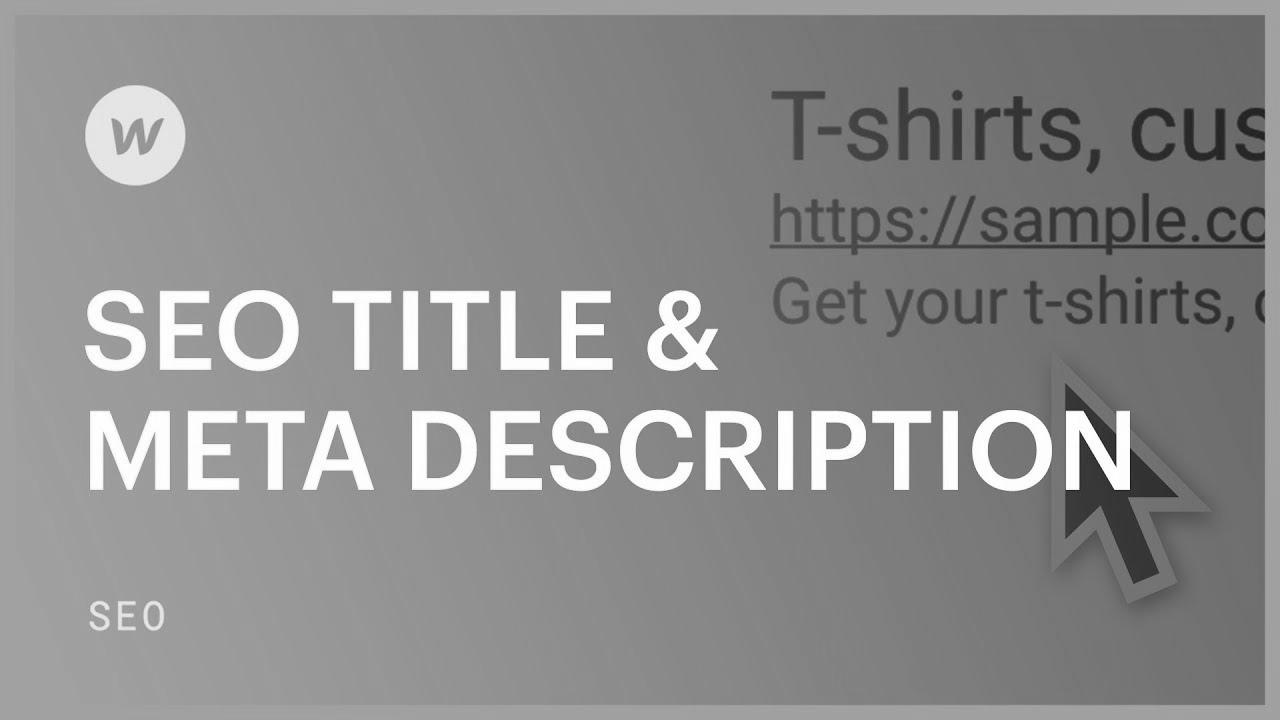 SEO Title & Meta Description — web optimization tutorial